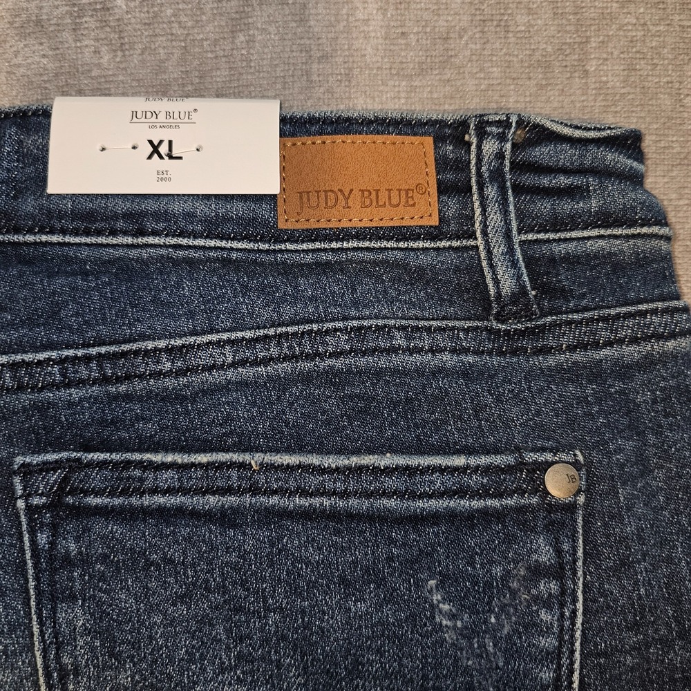 Judy Blue Womens XL Shorts High Rise Distressed Raw Hem Denim Cuttoff Stretchy - Picture 8 of 16